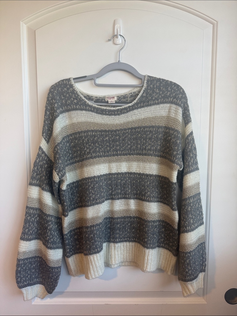 Mossimo Supply Co. Striped Crewneck Sweater in Gray and Cream